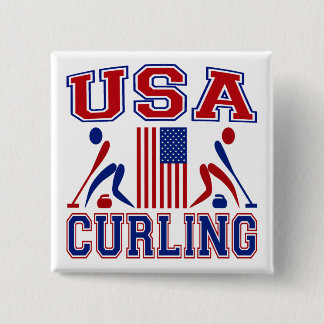 USA Curling 15 Cm Square Badge