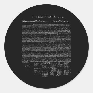 Usa Declaration Of Independence American  Classic Round Sticker