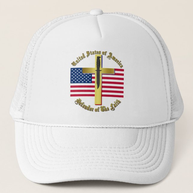 USA: Defender of The Faith Trucker Hat (Front)