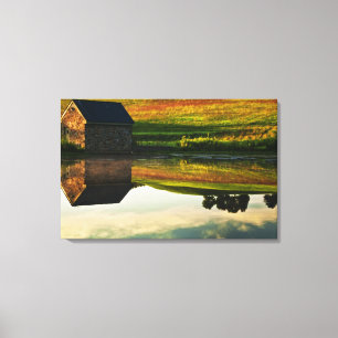 USA, Delaware, Wilmington. Stone barn on edge Canvas Print