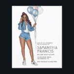 USA Denim themed Girl Birthday Party Flyer<br><div class="desc">Trendy American red,  white and blue birthday party invitation with an African American influence.  Please note that this budget invitation is on flyer paper and it is very thin. Envelopes are not included.</div>