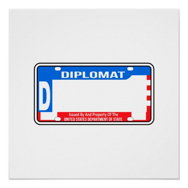 USA Diplomatic License Plate Blank Poster (Front)