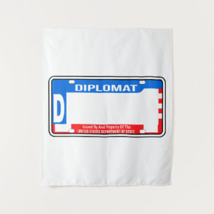 USA Diplomatic License Plate Blank Tapestry