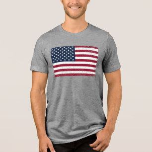 USA Distressed American Flag Vintage Graphic Tri-Blend Shirt