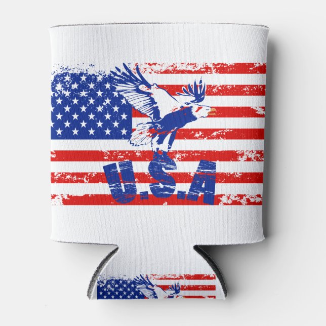 usa distressed bald eagle can cooler (Front)