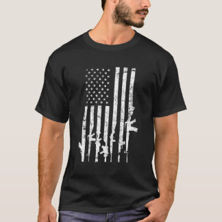 Usa Distressed Flag Guns Pro Gun 2Nd Amendment On T-Shirt