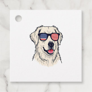 USA Dog Lover - Cool Pup with American Flag Shades Favour Tags