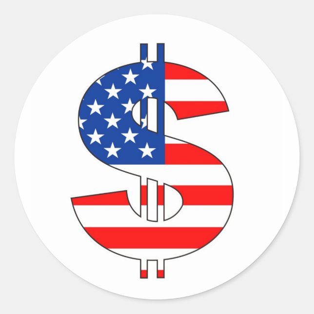 usa dollar symbol money sign classic round sticker (Front)