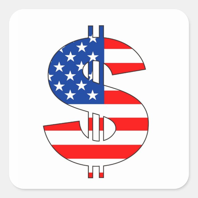 usa dollar symbol money sign square sticker (Front)