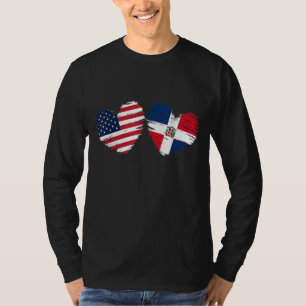 USA Dominican Republic Flag Heart Dominican Americ T-Shirt