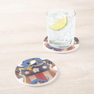 USA Dragon Holding Stars and Stripes Shield Coaster