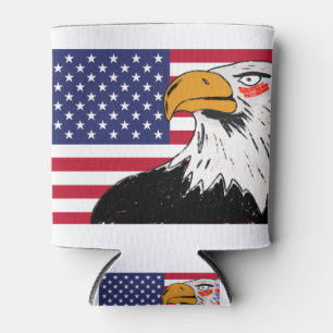 USA Drawing of an Eagle Can Cooler