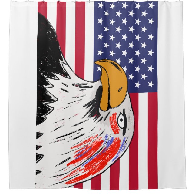 USA Drawing of an Eagle Shower Curtain (Front)