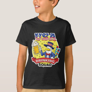 Usa Drinking Squad 4th Of July Independence Day Fu T-Shirt