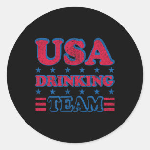 Usa Drinking Team 4th Of July Independence Day Dru Classic Round Sticker