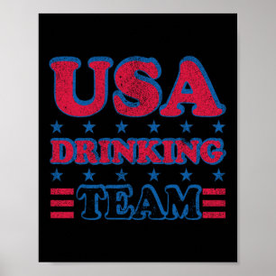Usa Drinking Team 4th Of July Independence Day Dru Poster