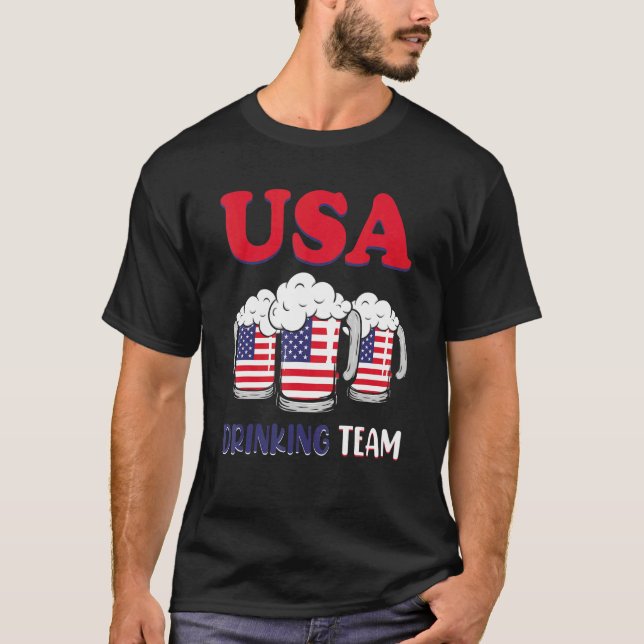 Usa Drinking Team   4th Of July T-Shirt (Front)