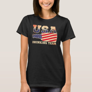 Usa Drinking Team Beer Party Vintage Usa Flag 2 T-Shirt