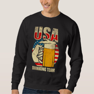Usa Drinking Team Beer Party Vintage Usa Flag Sweatshirt