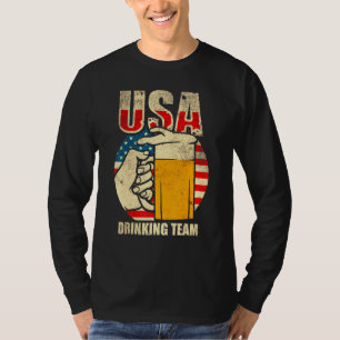 Usa Drinking Team Beer Party Vintage Usa Flag T-Shirt