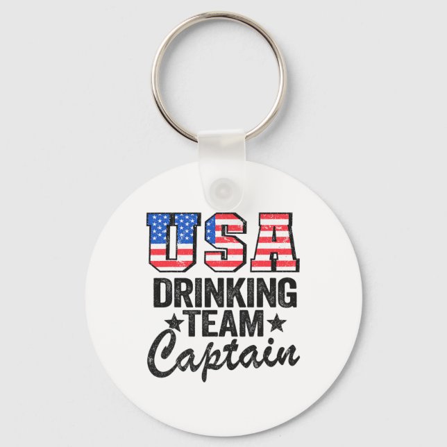 Usa Drinking Team Captain American Flag 4th Of Jul Key Ring (Front)