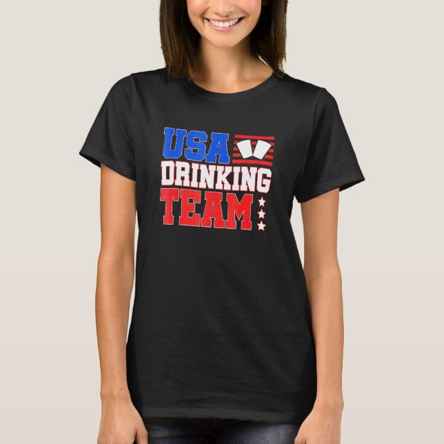 Usa Drinking Team  Drinking Beer T-Shirt (Front)