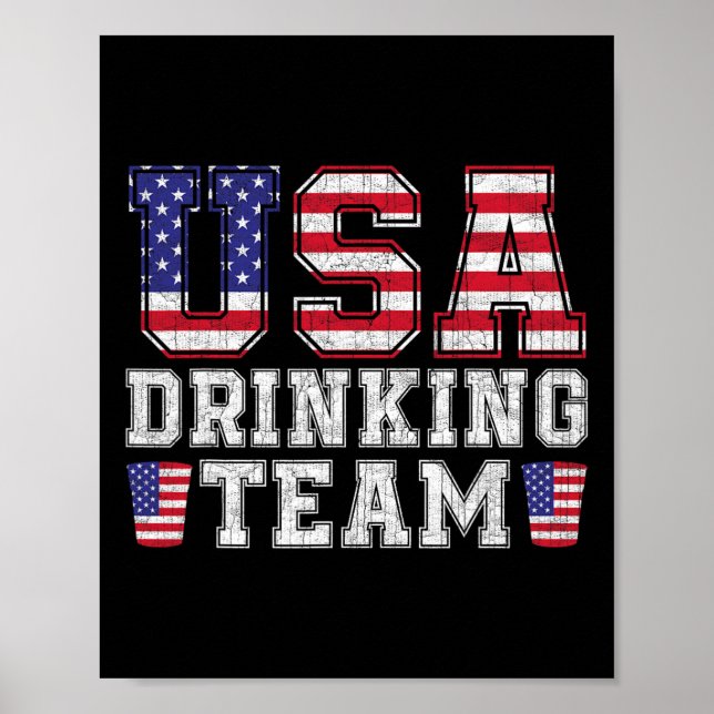 Usa Drinking Team Funny Drinking Beer Lover 4th Of Poster (Front)