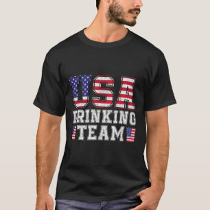 Usa Drinking Team Funny Drinking Beer Lover 4th Of T-Shirt