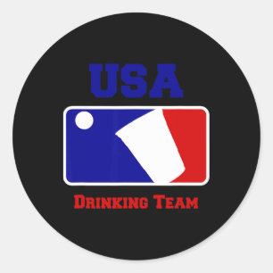 Usa Drinking Team Funny Party Beer Pong Game Classic Round Sticker