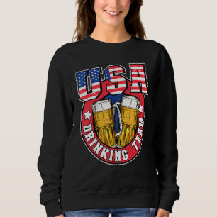 Usa Drinking Team Us American Flag 4th Of July Bee Sweatshirt