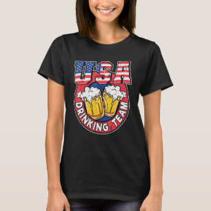 Usa Drinking Team Us American Flag 4th Of July Bee T-Shirt