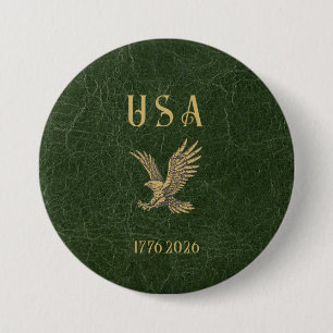 USA Eagle 1775 - 2026 Fax Green Leather  7.5 Cm Round Badge