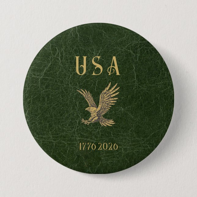 USA Eagle 1775 - 2026 Fax Green Leather  7.5 Cm Round Badge (Front)