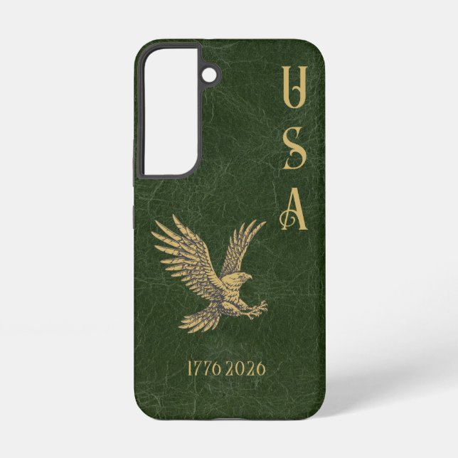USA Eagle 1775 - 2026 Fax green leather  Samsung Galaxy S22 Case (Back)