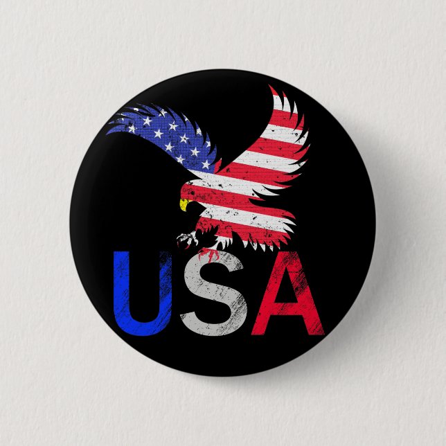 USA Eagle 6 Cm Round Badge (Front)