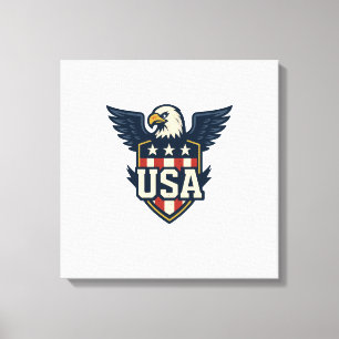 USA Eagle Crest — Vintage Flag Shield Canvas Print