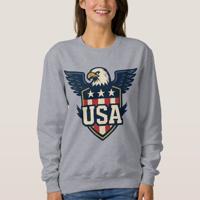 USA Eagle Crest — Vintage Flag Shield Sweatshirt (Front)