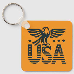 USA Eagle Patriotic Desig -Stars and Stripes Style Key Ring