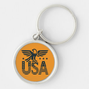 USA Eagle Patriotic Desig -Stars and Stripes Style Key Ring