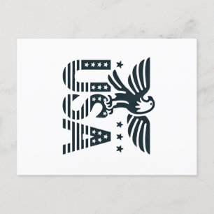 USA Eagle Patriotic Desig -Stars and Stripes Style Postcard
