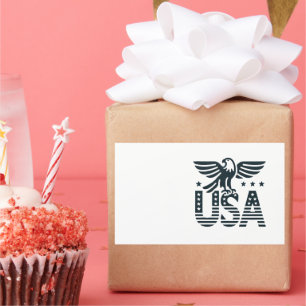 USA Eagle Patriotic Desig -Stars and Stripes Style Rectangular Sticker