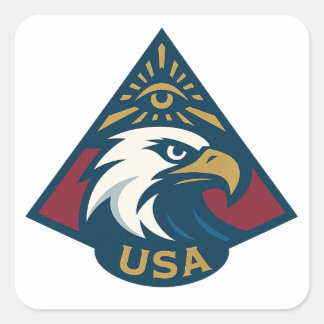 USA Eagle Pyramid Emblem — Eye of Providence Square Sticker