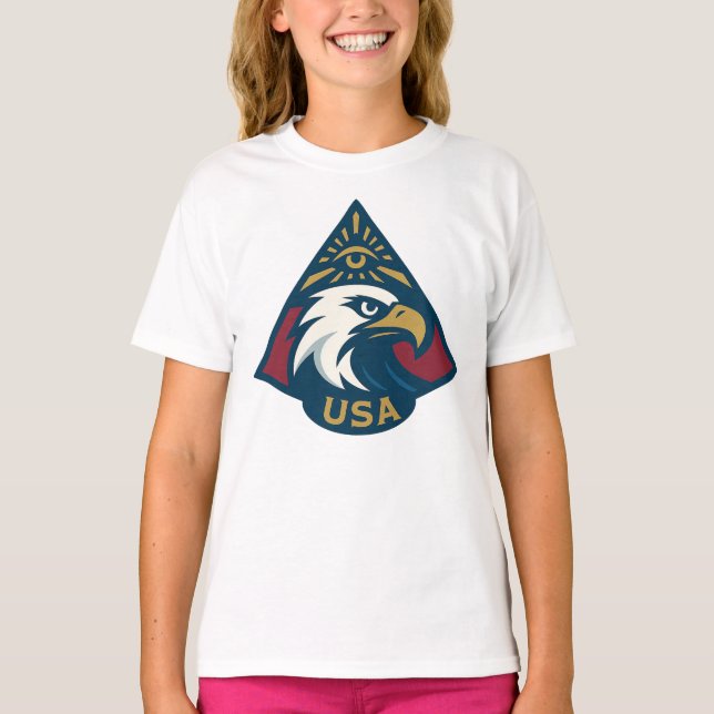 USA Eagle Pyramid Emblem — Eye of Providence T-Shirt (Front)