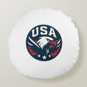 USA Eagle Roundel — Aggressive Sports Emblem Round Cushion