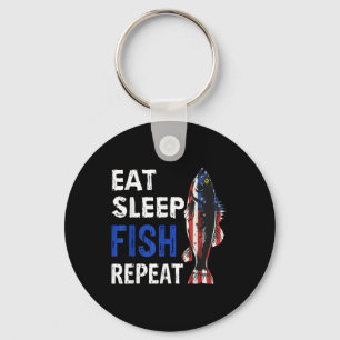 Usa Eat Sleep Fish Repeat Funny Present Key Ring