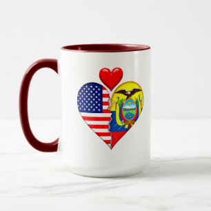 USA Ecuador Heart flags Spanish Hispanic Heritage Mug
