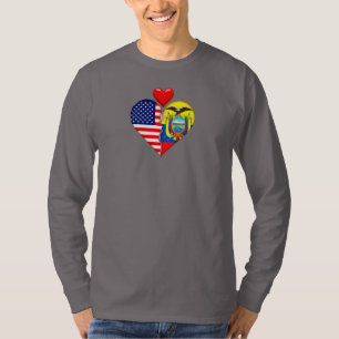 USA Ecuador Heart flags Spanish Hispanic Heritage T-Shirt