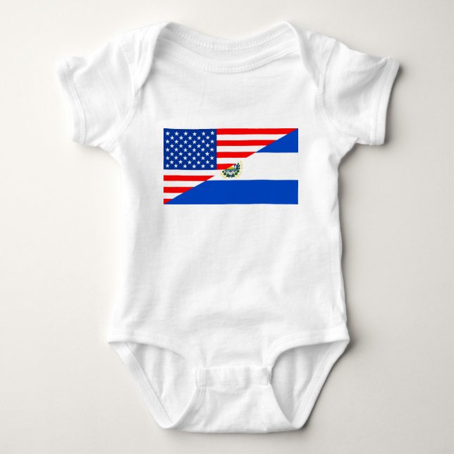 usa el salvador country half flag america symbol baby bodysuit (Front)