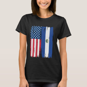 USA El Salvador Half american Flag Roots T-Shirt