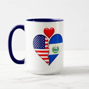 USA El Salvador Heart flags Hispanic Heritage Mug